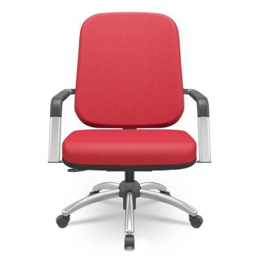 Imagem de Cadeira De Escritório Giratória Com Braço Cromada Magno P03 Crepe Vermelho - Lyam Decor