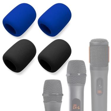 Imagem de Voarmaks Capa de microfone de espuma compatível com microfones JBL PartyBox sem fio, sistema de dois microfones sem fio, PartyBox Mic 100, esponja de karaokê, filtro pop para para-brisas, pacote com 4