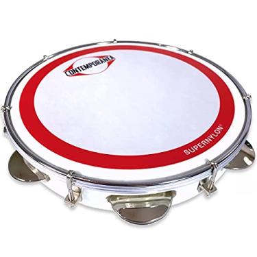 Imagem de Pandeiro Contemporanea 10 Super Nylon Cromado 30ctssnb Branco