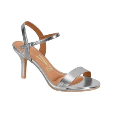 Imagem de Sandália Feminina Vizzano Salto Bloco Glitter Metalizado Brilho Itália Festa (Prata, BR, Adulto, Numérico, 35)