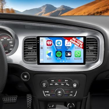 Imagem de [4G + 128G] Rádio de carro Android 15 para Dodge Charger 2011 2012 2013 2014 com carro sem fio CarPlay Android Auto, tela sensível ao toque de 9 polegadas, estéreo, WiFi, navegação GPS, Bluetooth, FM
