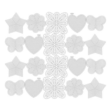Imagem de VILLCASE 25 peças de folhas de artesanato de malha de plástico em branco para artesanato de ponto cruz e fio de bordado DIY – Tela de costura de plástico versátil para corações, estrelas e flores