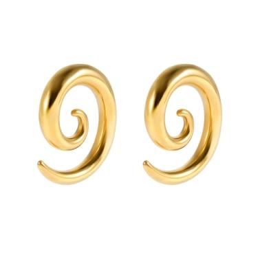 Imagem de NewZenro 2 peças caracol espiral aço inoxidável banhado a ouro alargadores de orelha alargadores expansores ganchos brincos alongamento corpo piercings moda joias para mulheres homens, 6g(4mm), Aço