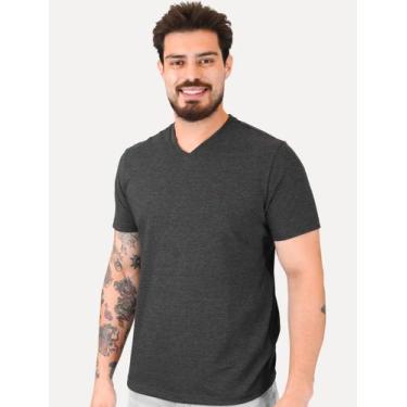 Imagem de Camiseta Aramis Masculina Basic V-Neck Dark Logo Grafite Mescla Tamanh