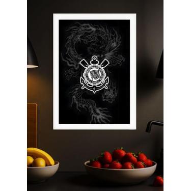 Imagem de Quadro Amor Corinthians com Vidro e Moldura Branca - Spark Loja