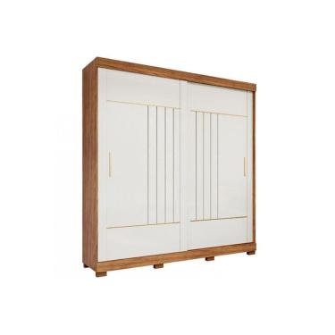 Imagem de Guarda Roupa Casal 2 Portas De Correr E 3 Gavetas C- Pés Ayla Cinamomo-off White - Panan