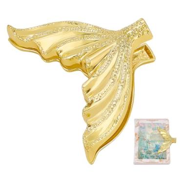 Imagem de PH PandaHall Clipe de livro de cauda de peixe, suporte de página de sereia, grampo de armazenamento de papel de metal dourado, clipe retrô para fichário de cauda de peixe, clipes de diário para manter