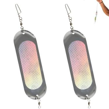 Imagem de 2 peças de pesca refletiva para pesca de salmão com lâminas para atrair peixes para iscas de salmão e pesca em água doce