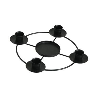 Imagem de IEUDNS Do Advento em Ferro para Velas, Decoração de Mesa, Suporte Europeu para Velas de Advento, Ideal para Festas, Preto