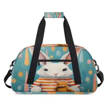 Imagem de Bolsa esportiva de animais coelhos, engraçada, tamanho grande, impermeável, durável, dobrável, bolsa de festa do pijama, bolsa de treino para dança, balé, academia, ginástica, bolsa de viagem