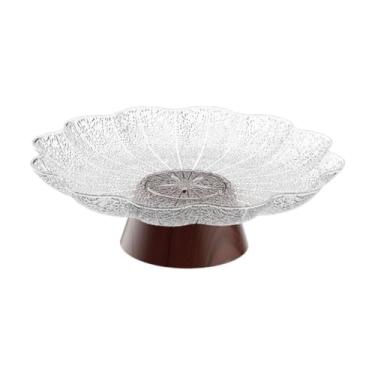 Imagem de Ｂｅｓｇａ Fruteira com Pé, Suporte para Lanches, Centro de Mesa Versátil e Moderno, Bandeja para Doces e Salgadinhos, Porta-Frutas para Aniversários Casamentos, Base de Madeira Branca