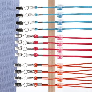 Imagem de Tucnoeu 24 peças de clipes laterais de ponto cruz, suportes de tecido de ponto cruz, grampos de bordado, clipe de fixação ajustável para haste de rolagem, lona poliéster e ferro, azul, laranja