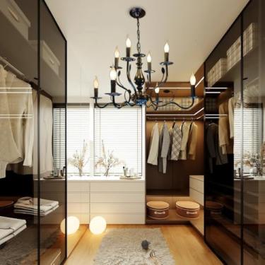 Imagem de Lustre de estilo rústico com 12 lâmpadas para sala de estar, luminária pendente vitoriana antiga, luminária de teto industrial em metal para sala de jantar, quarto e varanda, preto fosco, so