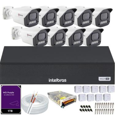 Imagem de Kit 9 Câmeras Full Color C/Áudio Dvr Intelbras 16ch 1TB Purple