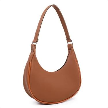 Imagem de MEIA LUA Bolsa Feminina Pequena, Macia e Leve, 20 x 24 x 4 cm, Ideal para Festas, Balada e Dia a Dia, Versátil e Elegante (Marrom)