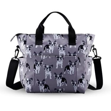 Imagem de HAWEE Bolsa tiracolo feminina – Bolsa de mão casual resistente à água com vários bolsos, alça ajustável, Cachorro cinza, Medium, Bolsa de ombro