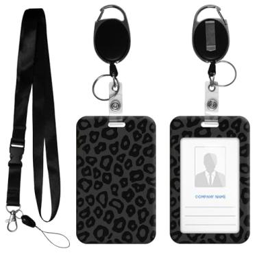 Imagem de HEAKIERG Porta-crachá feminino com carretel retrátil, etiquetas de identificação fofas, crachás de trabalho pesados, 11 x 6,9 cm, para enfermeiras, oficiais de segurança, cruzeiro, estampa de vaca