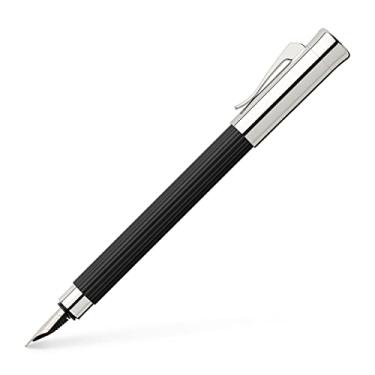 Imagem de Graf von Faber-Castell Tamitio 141501 Caneta-tinteiro com haste de metal canelada, ponta de aço inoxidável de , banhada a ródio preta