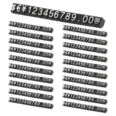 Imagem de PATIKIL Conjunto de 20 cubos de exibição de preços, suporte de etiqueta de preço ajustável, número removível, kit de bloco de dólar para sinalização de exibição de lojas de varejo de joias (preto