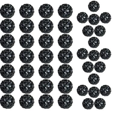 Imagem de Grânulos de strass preto grau A de 10 mm para colar de beisebol, contas redondas de bola de discoteca, contas de argila de strass para fabricação de joias, pulseira, suprimentos de artesanato DIY (200