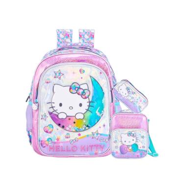 Imagem de Kit Hello Kitty Mochila De Costas + Lancheira + Estojo Luxo