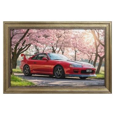 Imagem de HouLaiZhe JDM Tapetes de mesa de carro vermelhos clássicos flores de cerejeira tapetes de mouse pads de mesa grandes para teclado de mesa tapete de computador 24 x 16 polegadas (60 x 40 cm)