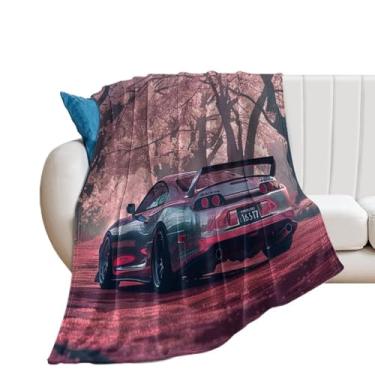 Imagem de HouLaiZhe Cobertor super macio de flanela vintage JDM carro Sup flores de cerejeira cobertores refrescantes leves para sofá-cama cadeira sofá carro viagem ao ar livre leve quente 178 cm x 203 cm
