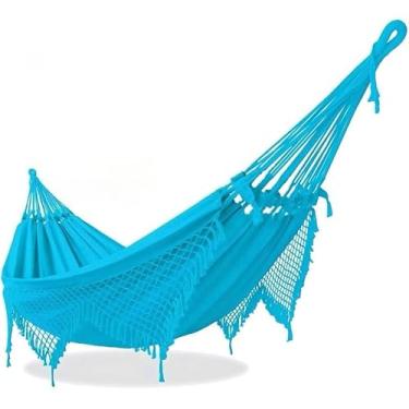 Imagem de REDE DE DESCANSO CASAL GRANDE, Confortável e Resistente, Ideal para Varanda, Quintal e Jardim(Azul piscina)