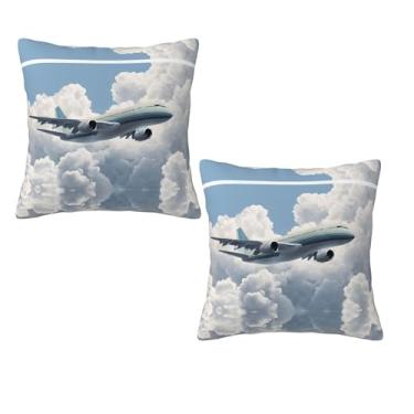 Imagem de Airplane Art - Fronha decorativa impressa com zíper, fronha de seda hipoalergênica, para casa e viagem, presente para qualquer ocasião, 41 x 40 cm