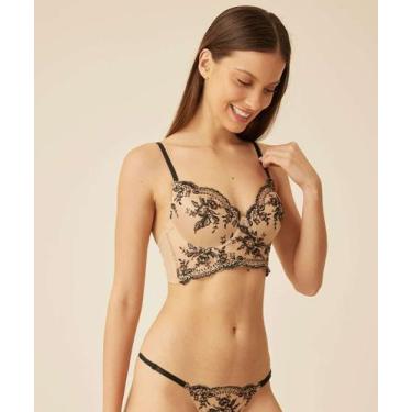 Imagem de Sutiã Bra Top Tule Bordado Com Bojo Marisa-75408, Bege, 46