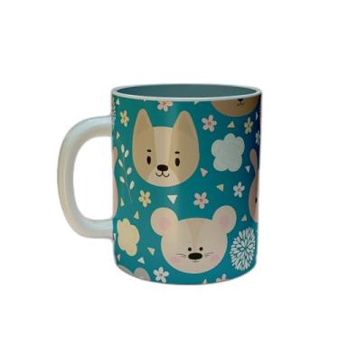 Imagem de Caneca Xícara de Café Porcelana 300ml Com Desenho Floral Infantil