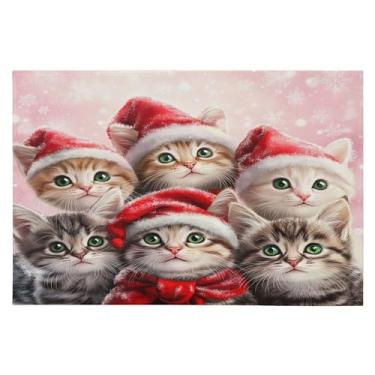 Imagem de CEBUGI Tapete de área 60 x 90 cm macio lavável tapete antiderrapante com suporte de borracha tapetes de área de gatinhos fofos para sala de estar, quarto, decoração de casa