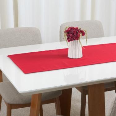 Imagem de Caminho de Mesa Oxford Classic 1,30m x 40cm – Tecido Maquinetado com Bainha Reforçada, Resistente e Elegante para Decoração de Mesa Posta (VERMELHO)