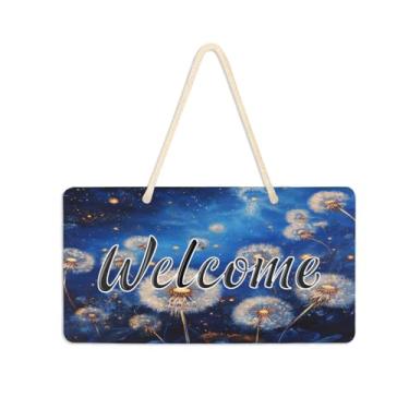 Imagem de Burbuja Placa de boas-vindas de dente-de-leão para porta da frente, placa de boas-vindas de PVC para decoração de férias, 15 x 28 cm