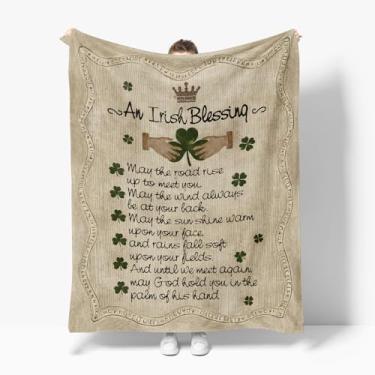 Imagem de Horaldaily Cobertor de flanela para o dia de São Patrício, madeira de eucalipto trevo macio, felpudo, aconchegante, cobertores de lã para sofá, cama, presentes ideais para crianças e adultos, 127 x