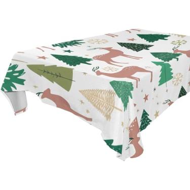 Imagem de Burbuja Toalha de mesa de cervo de árvore de inverno, toalha de mesa retangular, anti-rugas, grossa para decoração de jantar, cozinha, festa, 152 x 304 cm