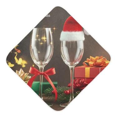 Imagem de Burbuja Taças de vinho para toalha de banho de bebê de Natal - Toalha com capuz de musselina macia e absorvente para recém-nascidos, 76 x 76 cm
