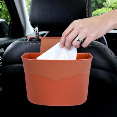 Imagem de Ongfuwu Caixote do lixo do carro para encosto de cabeça do assento, mini lata de lixo automotivo do banco dianteiro traseiro, latas de lixo penduradas para veículos à prova de vazamento, caixote do