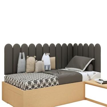 Imagem de Kit 20 Cabeceira Estofada Adesiva em Modulos Nuvem 20x45 para Cama de Solteiro Casal Queen King Box(AREIA)