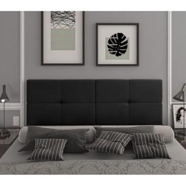 Imagem de Cabeceira Casal 140cm x 55cm para Parede Suspensa Cama Box(Preto Corino)