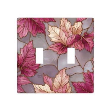 Imagem de Indokyeyqaz Placa decorativa para parede com interruptor de luz dupla com flores roxas, 2 placas de interruptor e tampas de tomada 11,4 x 11,4 cm para quarto, banheiro, cozinha, decoração de casa