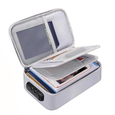 Imagem de GOTOTOP Saco de Documentos à Prova de Fogo, Organizador de Armazenamento de 3 Camadas Com Trava de Senha e Alça Resistente para Cartões de Passaporte, Arquivos de Dinheiro, Verificações