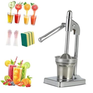 Imagem de Espremedor manual eficaz de aço inoxidável, suco de limão de bancada resistente para suco fresco de laranja e limonada, essenciais para casa e cozinha. (prata)