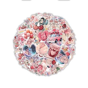 Imagem de Pacote com 60 adesivos fofos Kawaii Valentine – Adesivos de vinil românticos de coração, donut, urso e cupcake para garrafas de água, laptops, diários e embrulho de presente, conjunto de adesivos de