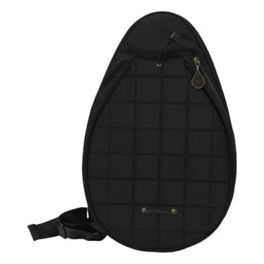 Imagem de RiToEasysports Mochila de Tênis, Bolsa Tipo Estilingue para Homens e Mulheres Com Alça Ajustável, Bolso Elástico para Raquete, Compartimento Principal para Esportes, Badminton, Squash (BLACK)