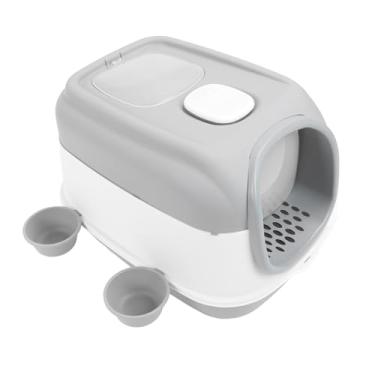 Imagem de GLOGLOW Grande Caixa de Areia para Gatos Fechada Com Controle de Odor, Extra Grande, Material PP, Design Superior Aberto, Banheiro Interno para Animais de Estimação, 15,7 X 22 X 15,7 Polegadas