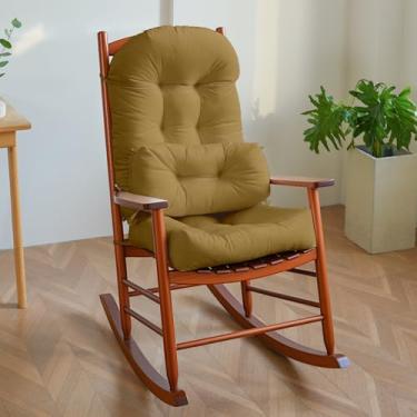 Imagem de Activance Conjunto de almofadas para cadeira de balanço para ambientes internos grandes com laços almofada lombar extra de veludo holandês premium enchimento de alta resiliência fundo antiderrapante