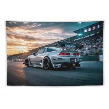 Imagem de HouLaiZhe JDM Tapeçaria de carro Jdm Nsx Extreme Speed Sports Racing Cool Wall Hanging Quarto Decoração de casa Tapeçarias Estética Piquenique Decoração de Parede Arte de Parede para Dormitório Sala