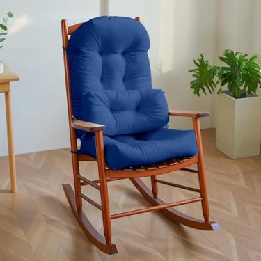 Imagem de Activance Conjunto de almofadas para cadeira de balanço para ambientes internos grandes com laços almofada lombar extra de veludo holandês premium enchimento de alta resiliência fundo antiderrapante