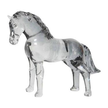 Imagem de IEUDNS Estátua de cavalo de vidro em miniatura, figura simples para mesa, ornamento Feng Shui, item colecionável para decoração de casa ou, Style H